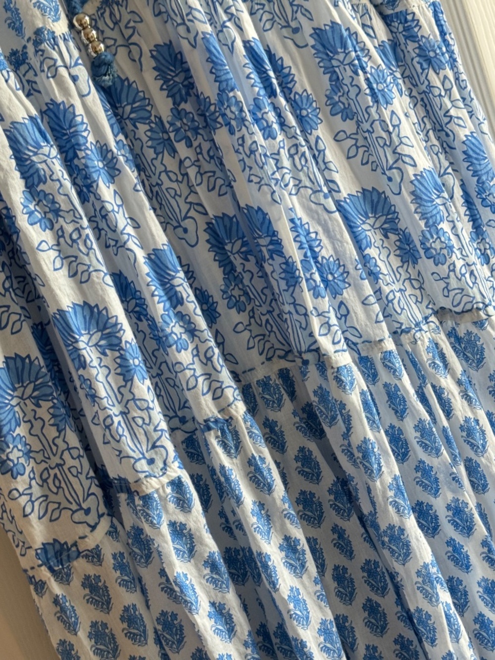 NEW Calypso St Barth Maxi Dress Blue White Print Cotton Lined Sleeveless Small - Picture 10 of 16